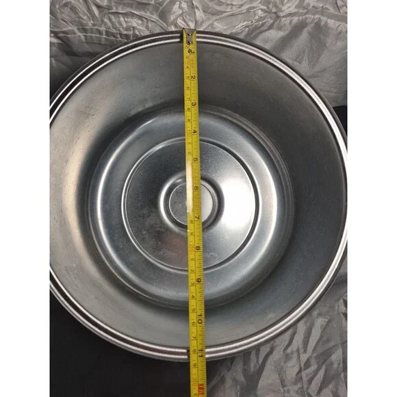 VTG Glass Cake Plate Stainless Steel Dome Lid Covered Dish Ribbed Footed 12" - Picture 15 of 16